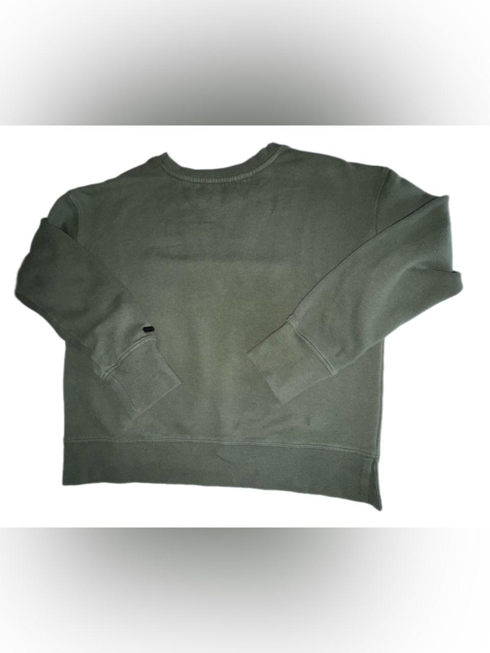 DKNY Sport Olive Green Logo Crewneck Sweatshirt Women’s Large Side Slit Hem - Picture 3 of 8